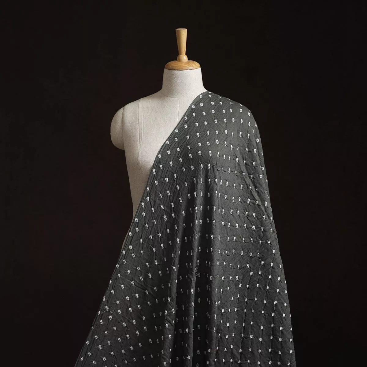 Grey - Kutch Tie-Dye Cotton Bandhani Fabric 17
