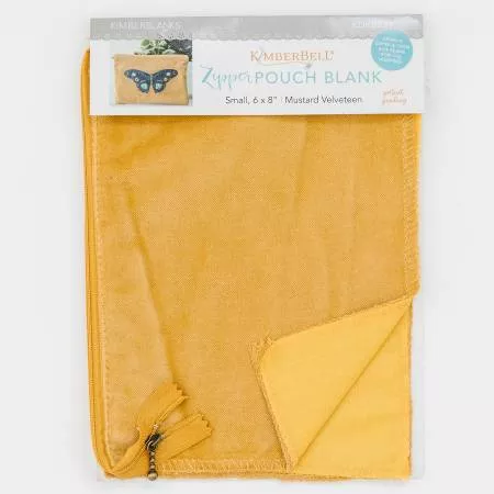Zipper Pouch Blank Mustard Velveteen Small
