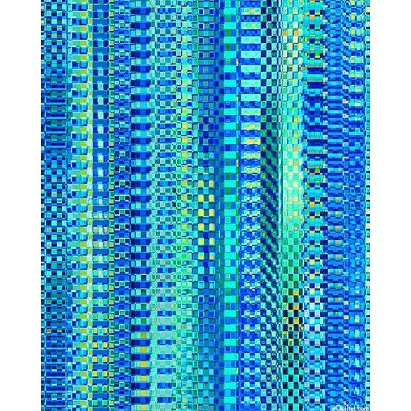 Zipper Stripe Azure, shades of blue and green 108" Wide Backing * Yard